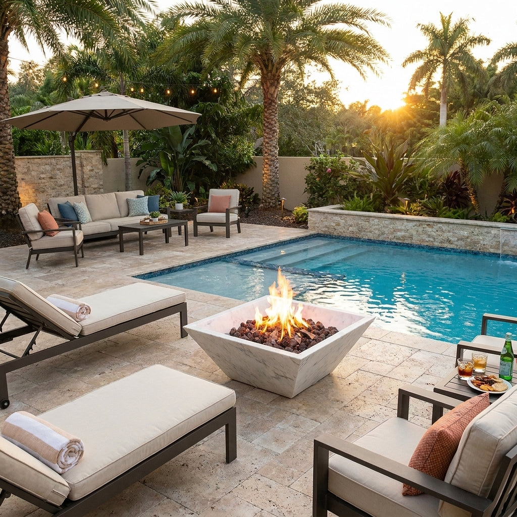 Turkish Carrara White Marble Natural Stone Fire Pit