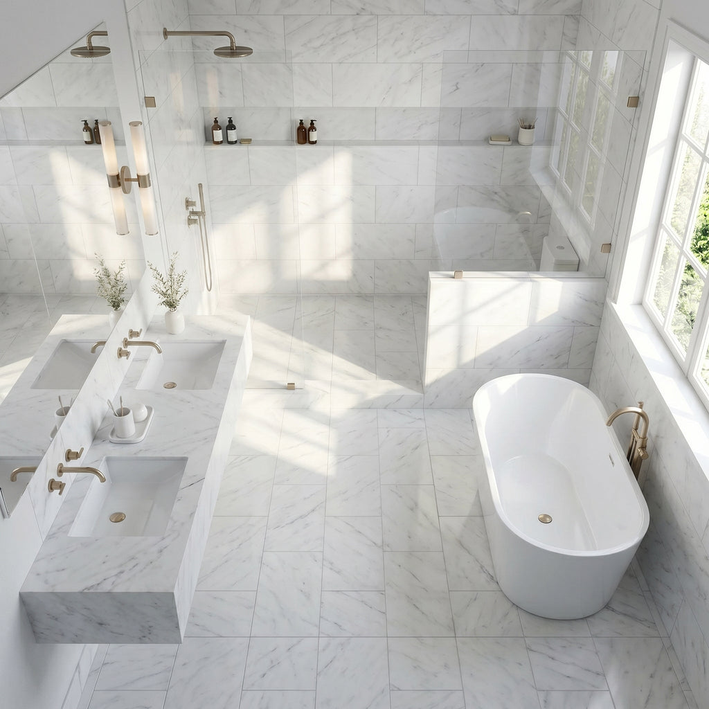 Turkish Carrara White Marble Tile Polished