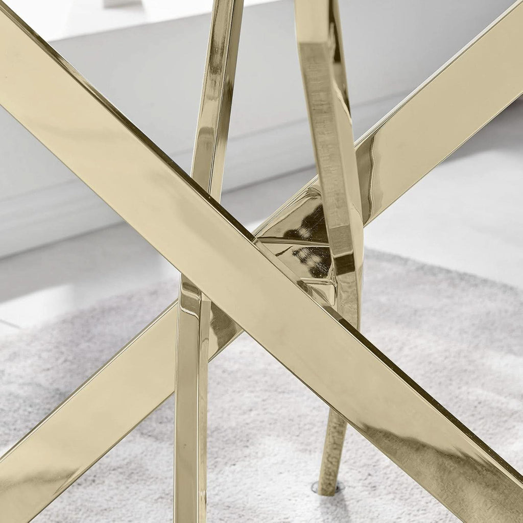 Leonardo Gold Glass Top Dining Table Modern Premium