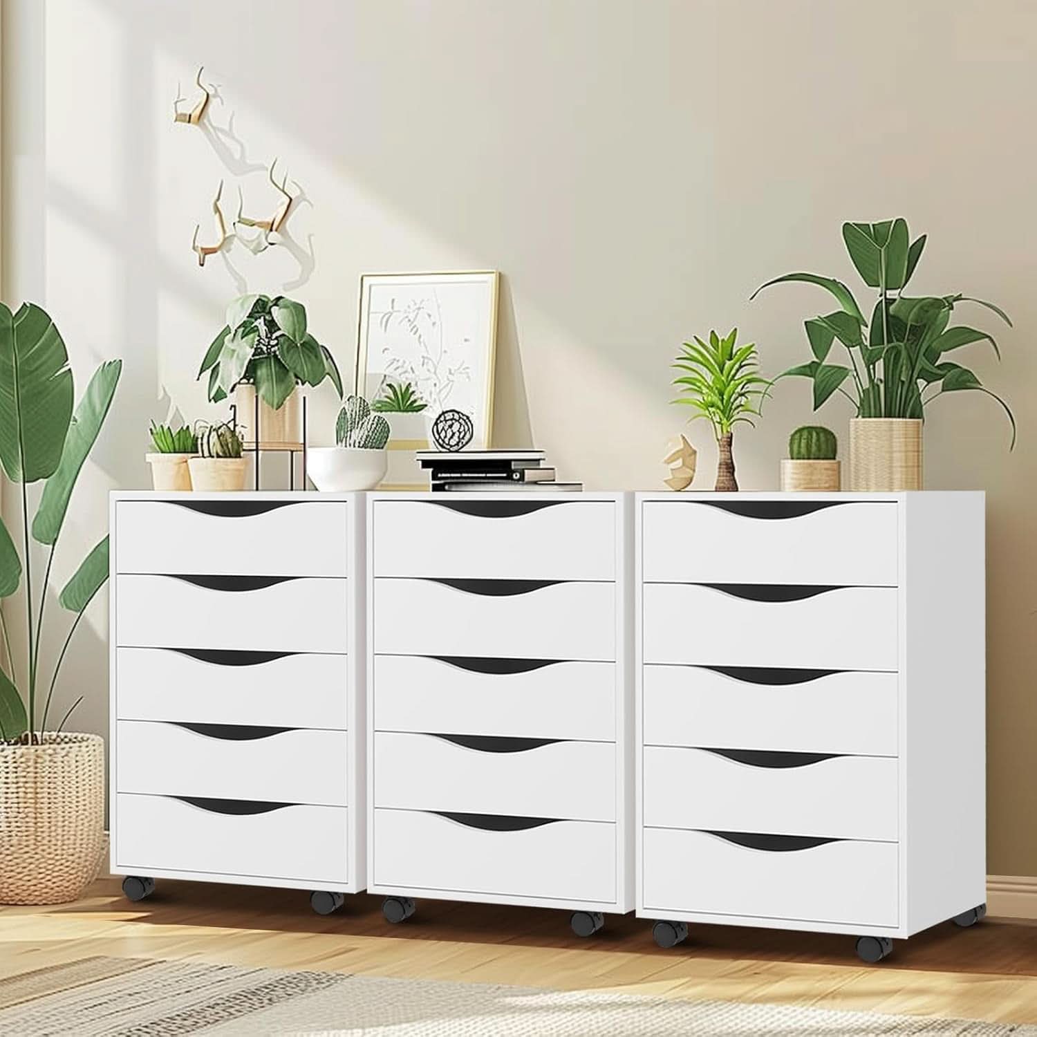 5 Drawer File Cabinet White For Home Office Organization