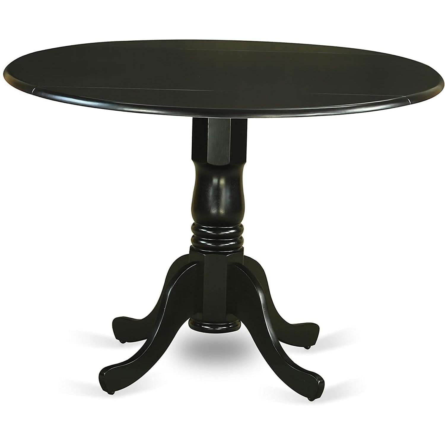 5-Piece Drop Leaf Dining Table Set Black Faux Leather