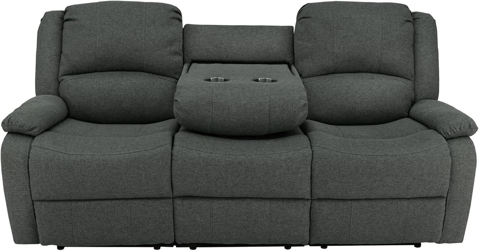 80-Inch RV Triple Recliner Sofa With Convertible Console
