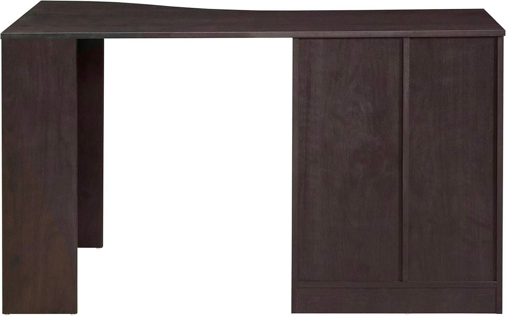 Classic Espresso Office Desk with Storage Shelves and Drawers