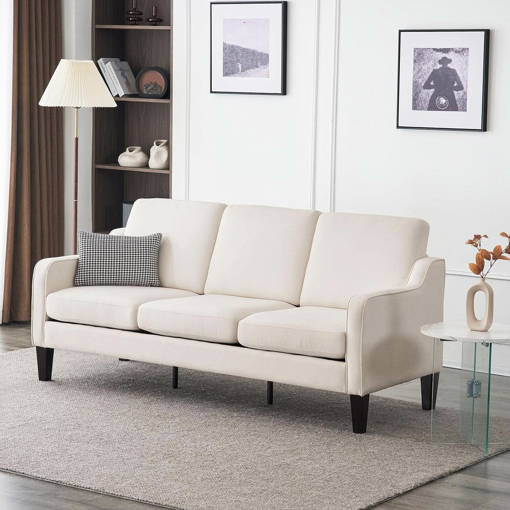Comfy Mid Century Modern Beige Sofa for Small Spaces