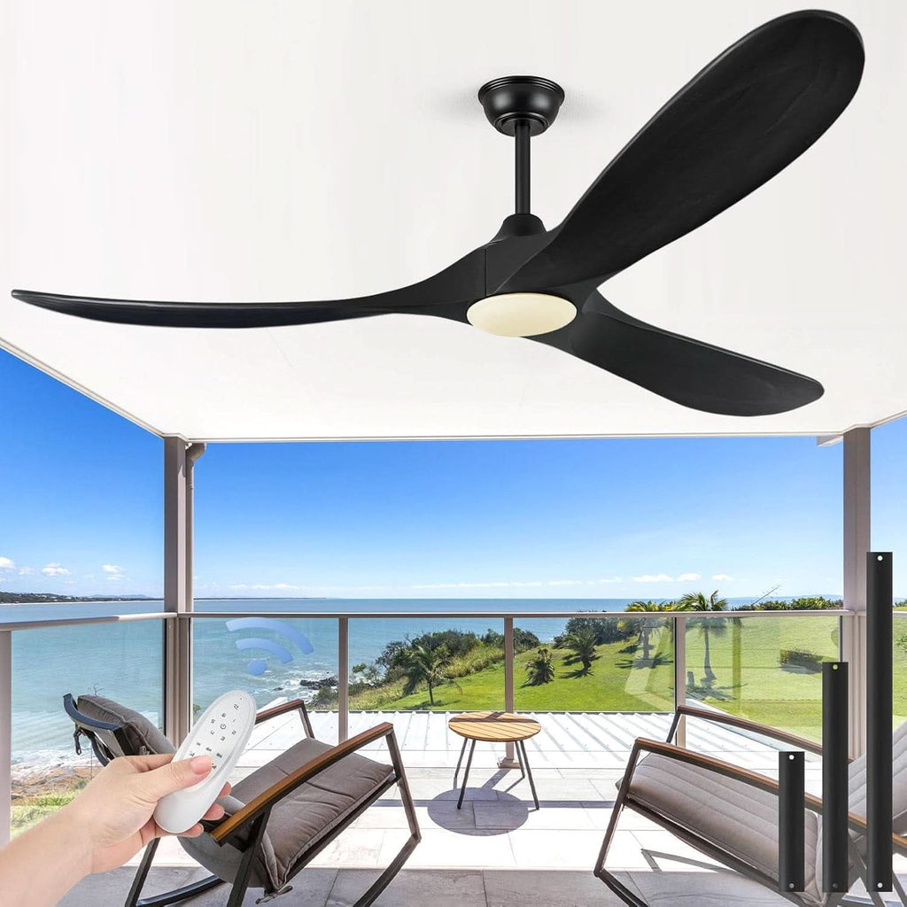 52 Inch Walnut Wood Ceiling Fan With Remote And LED Light