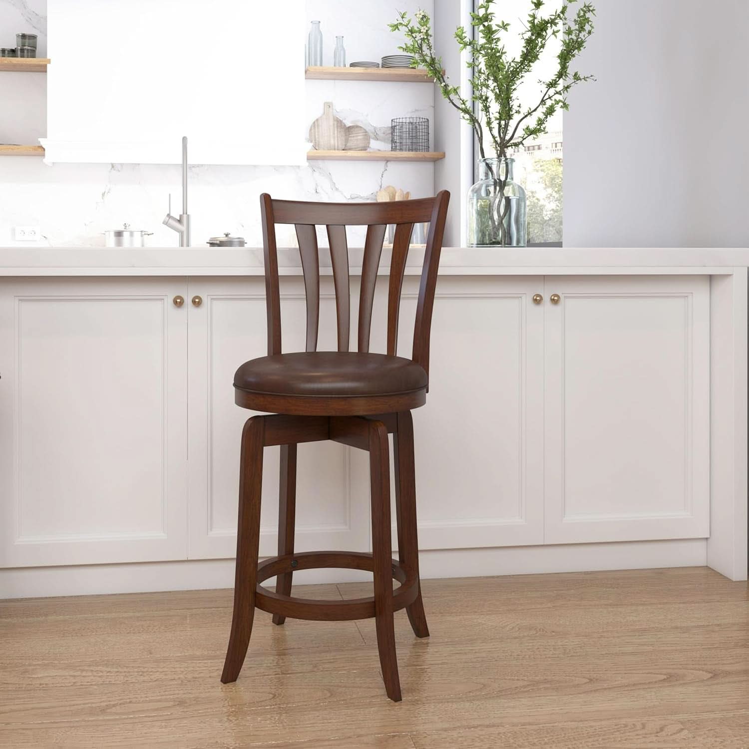 Savana Swivel Counter Stool Cherry Finish Counter Height