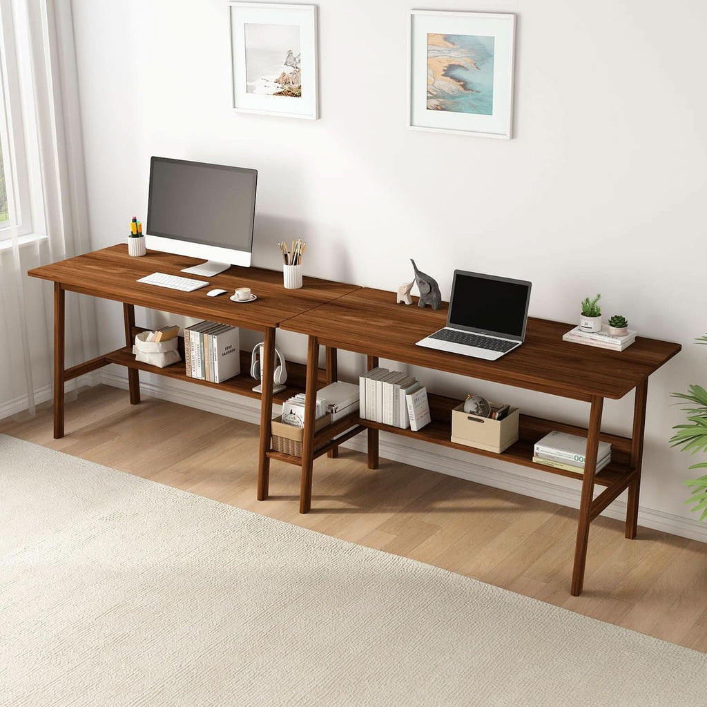 110-Inch Walnut Two-Person Computer Workstation