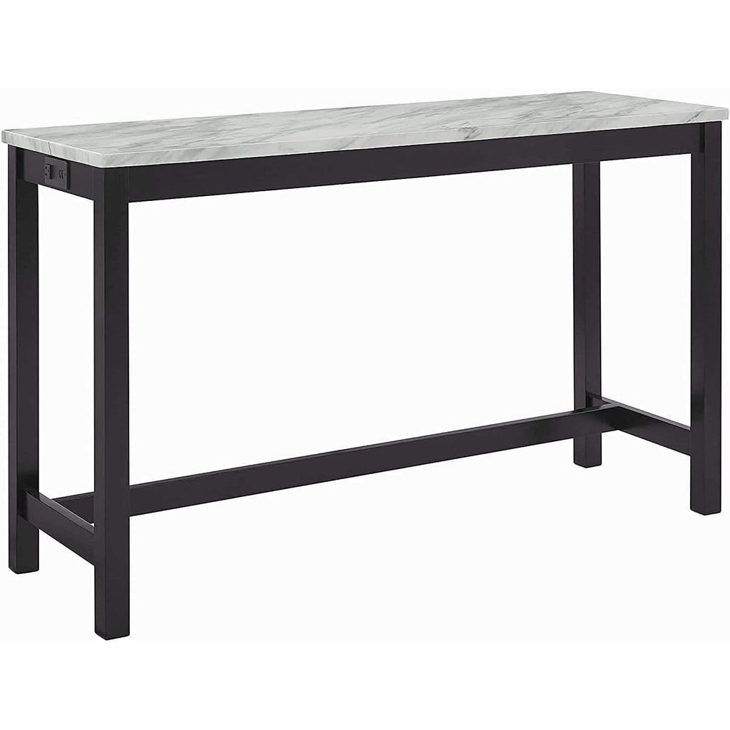 Blue Velvet Bar Table Set With Faux Marble Top 4 Piece