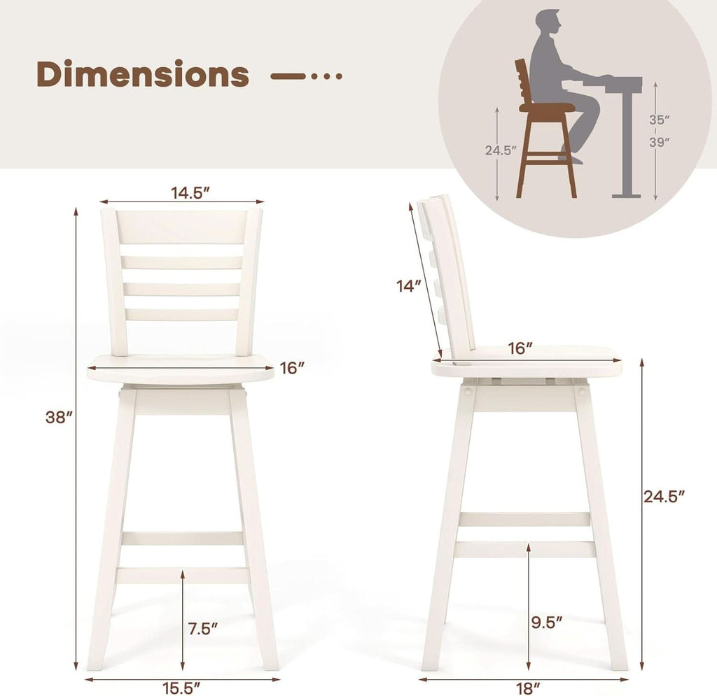 Swivel Wood Bar Stools Set with Ergonomic Design