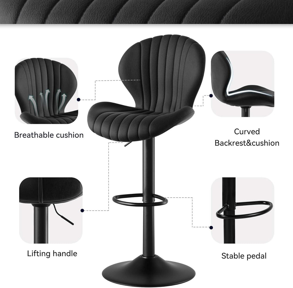 Swivel Bar Stools Set Of 3, Counter Height, Black Finish