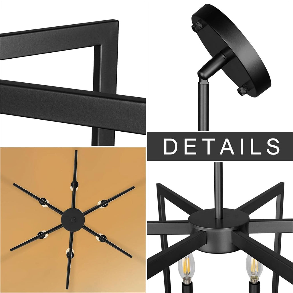 Six Light Black Farmhouse Chandelier For Kitchen Island