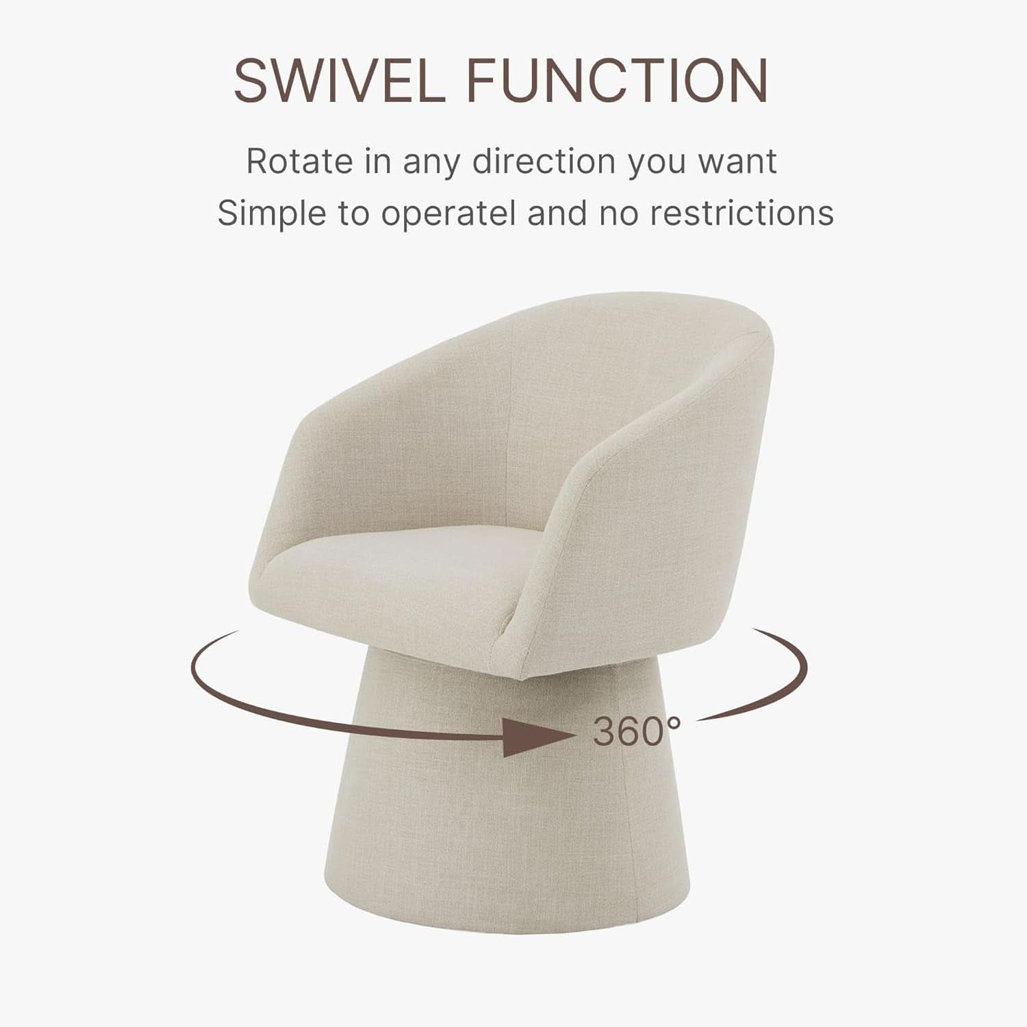 360 Degree Modern Swivel Linen Dining Chairs Set Of 4