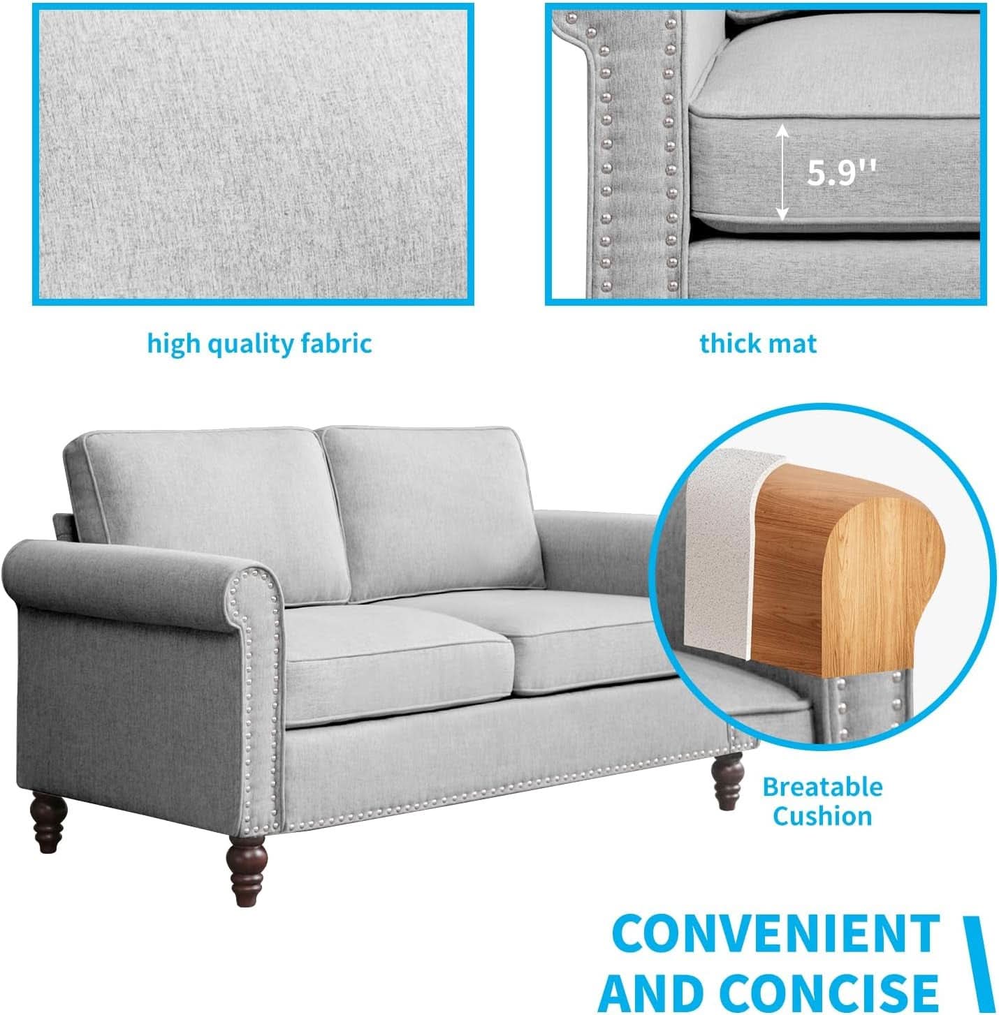 Light Grey Sofa, Loveseat, and Chair Set