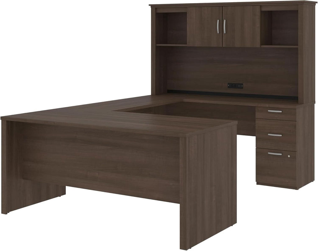 Logan 66W Antigua L Shaped Executive Desk With Pedestal
