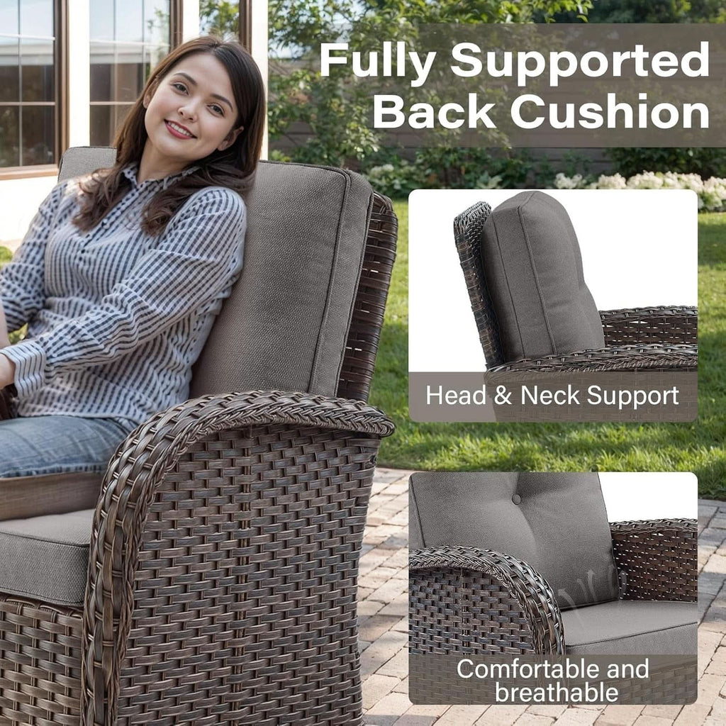 6 Piece Outdoor Patio Conversation Set Brown Wicker
