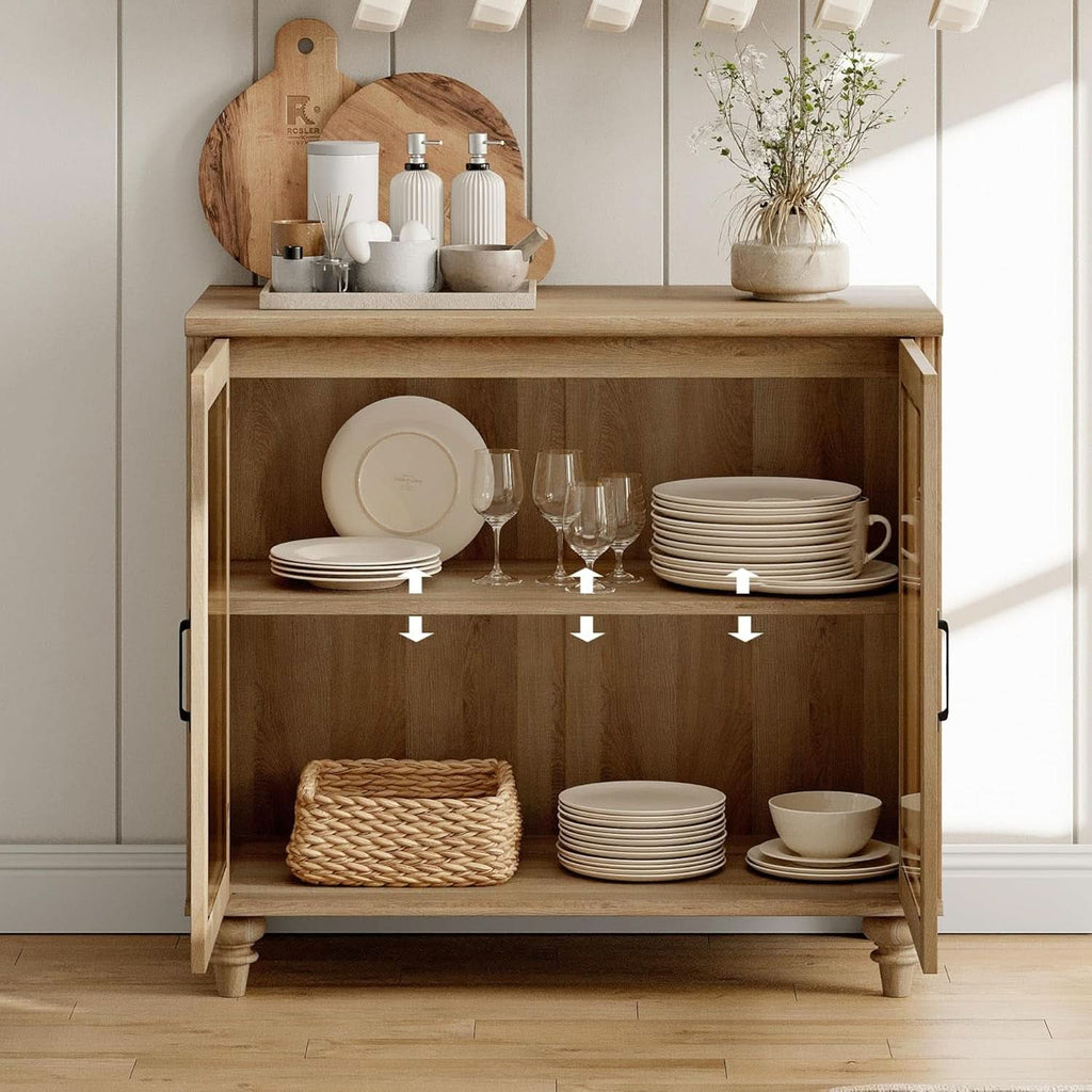 Distressed Oak Farmhouse Executive Desk with Glass Cabinet