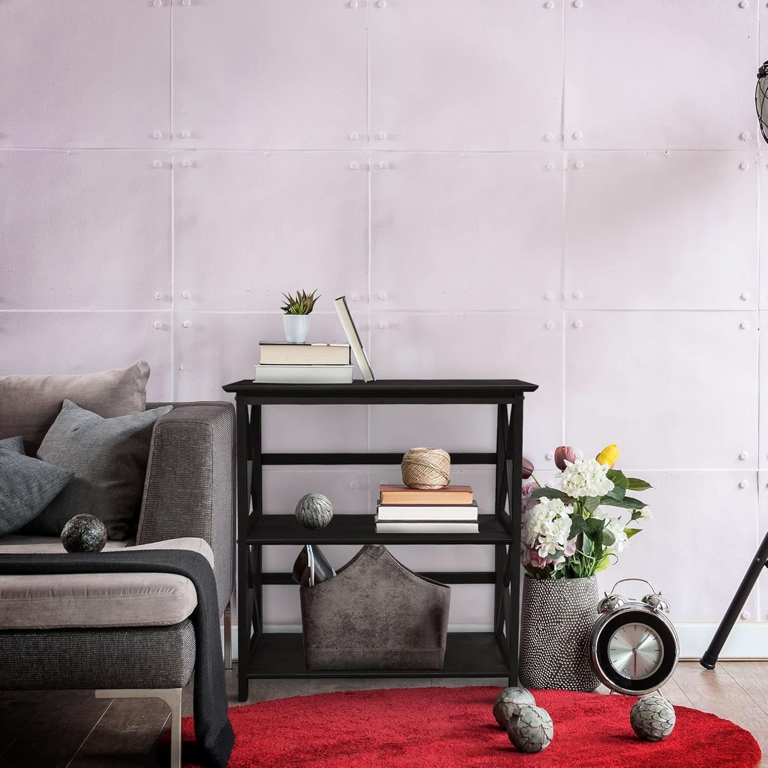 Three Shelf Solid Wood Bookcase For Living Room Storage