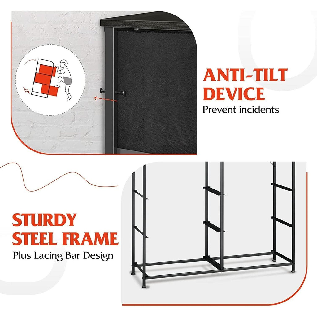 Fabric Storage Tower 9 Drawer Unit Charcoal Black Bedroom