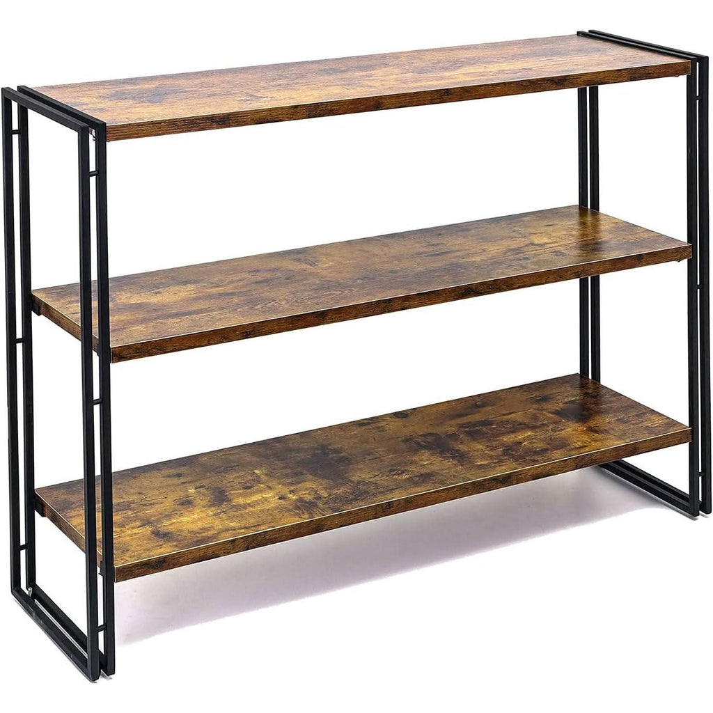 Rustic Three Tier Bookcase With Easy Assembly Home Office