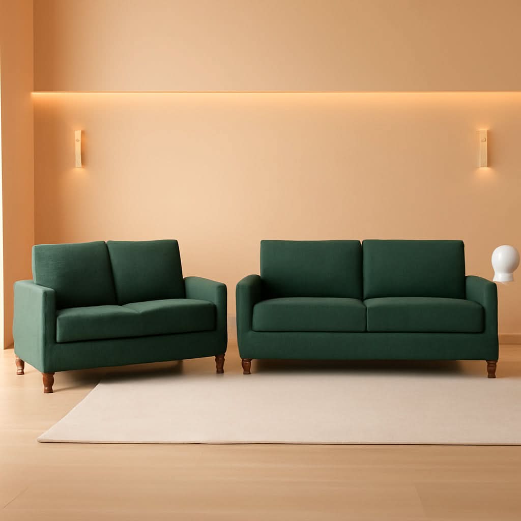 Green Mid-Century Sofa and Loveseat Set