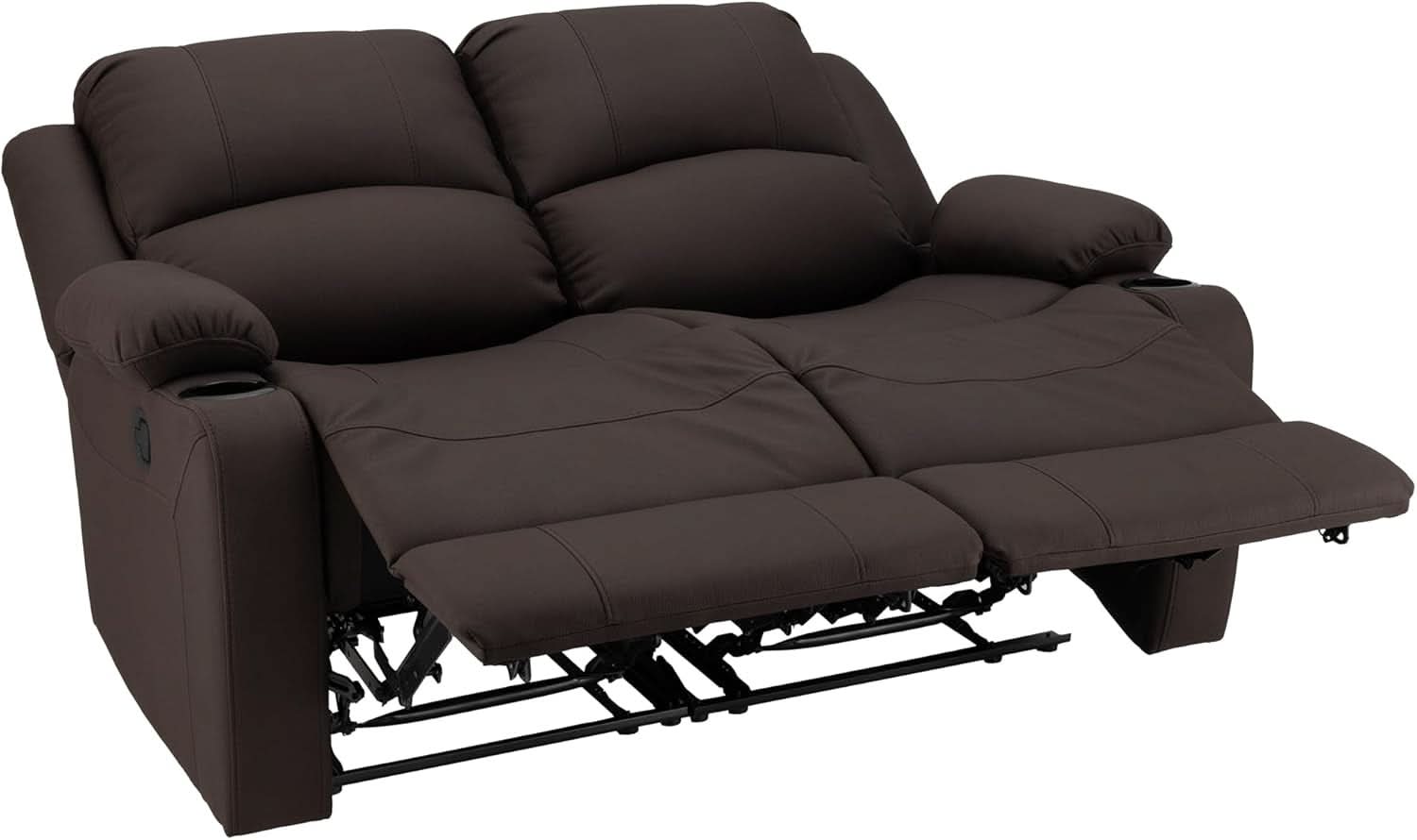 58 Inch Double Wall Hugger Theater Recliner Sofa, Chocolate