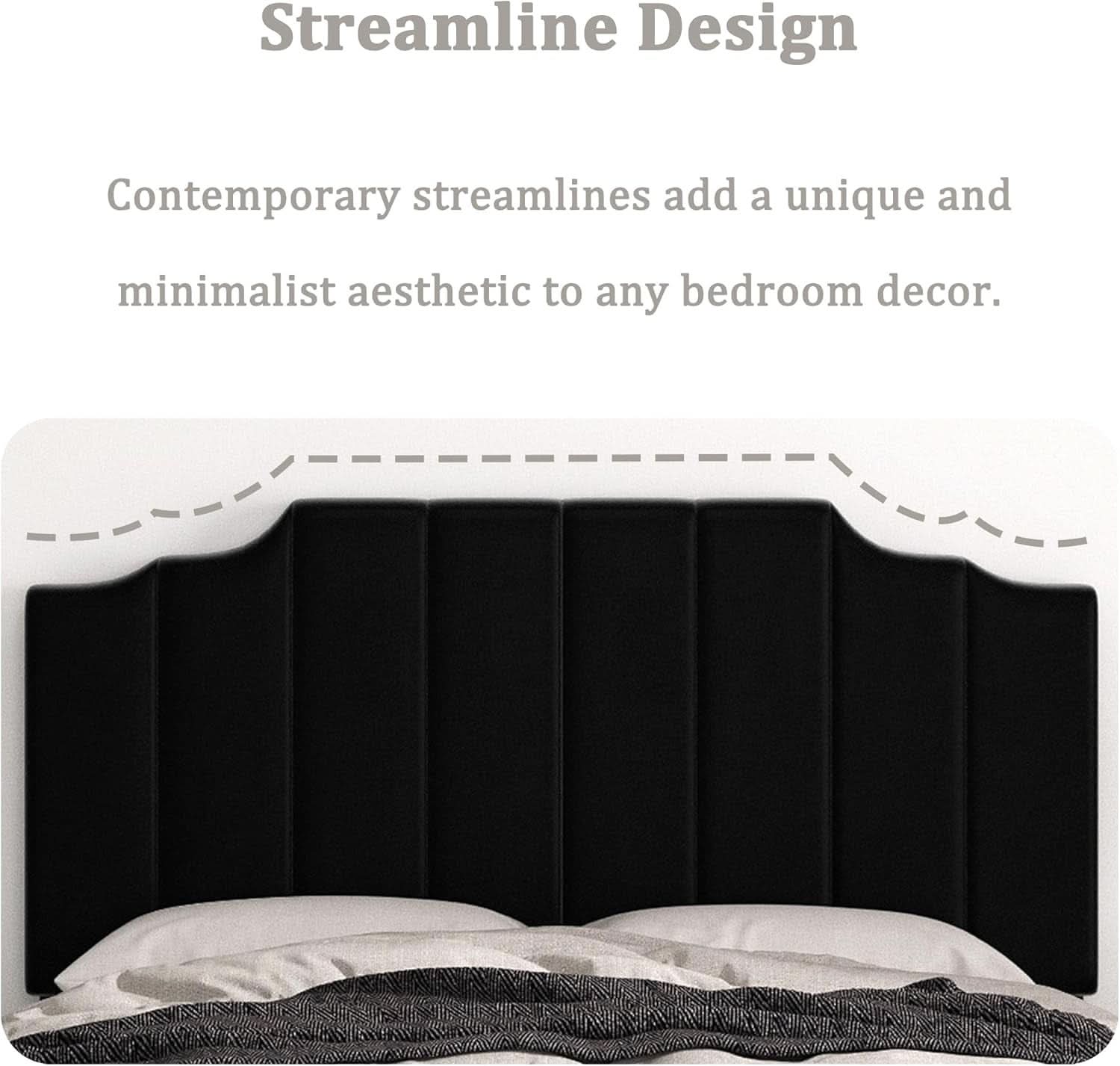 Velvet Wall Mounted Queen Size Headboard with Tufted Design