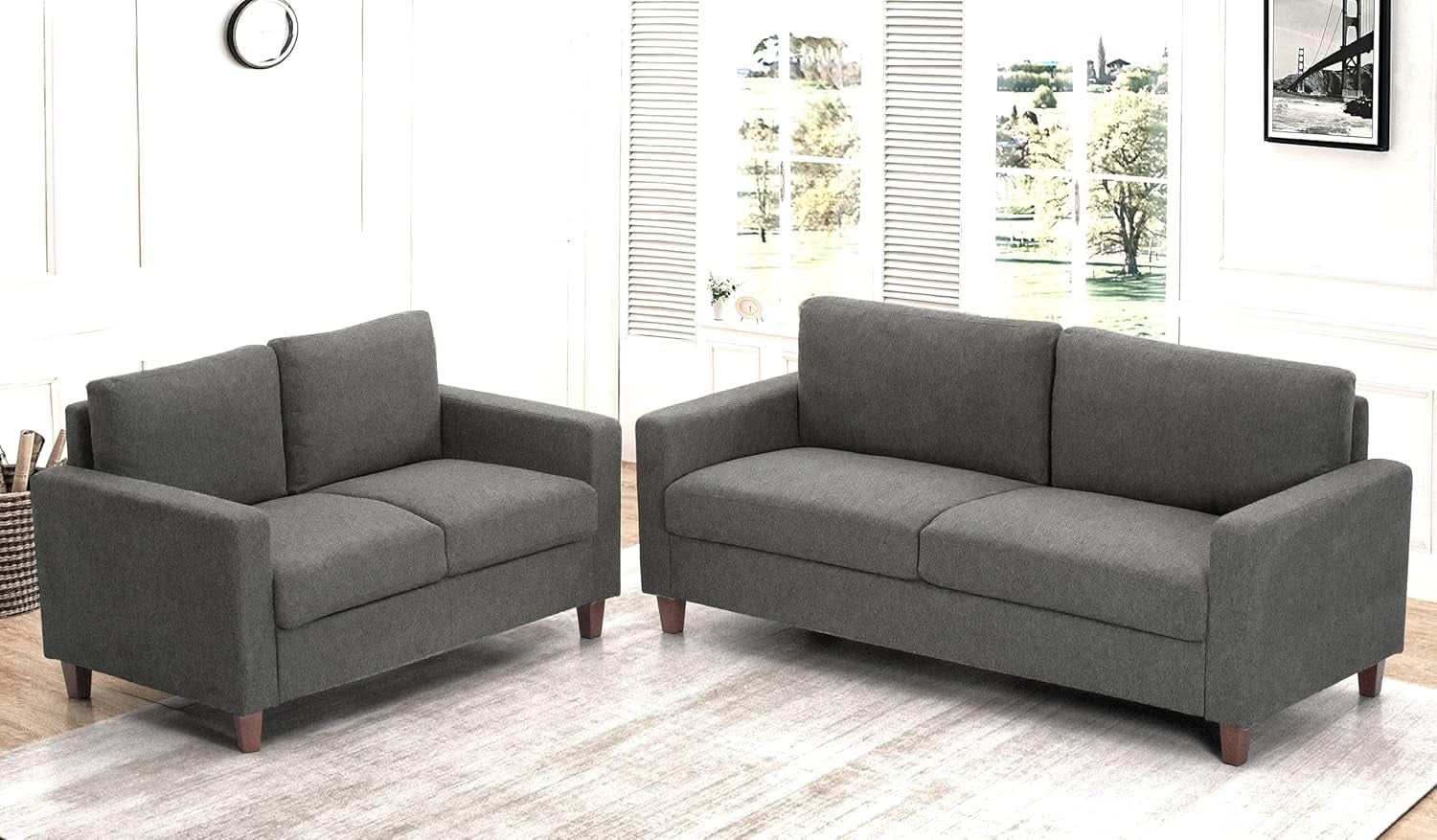 Miles Grey Sofa and Loveseat Set