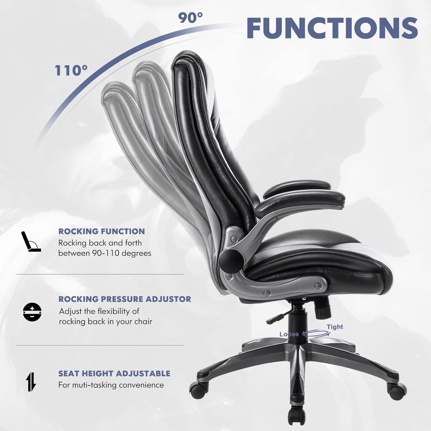 Bonded Leather Executive Office Chair Black High Back