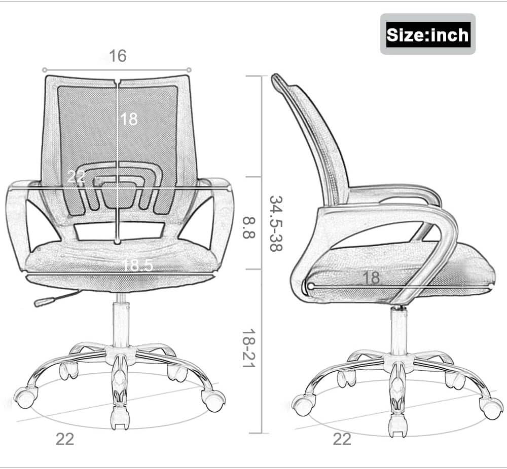 Orange Desk Mesh Chair With Adjustable Lumbar Support
