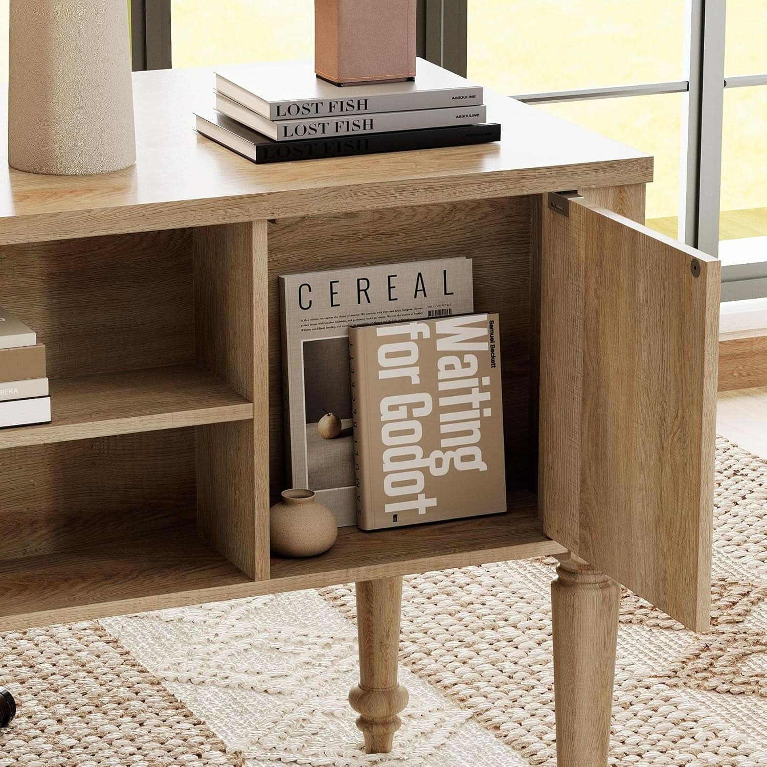 56 Inch Oak Executive Desk With Integrated Charging System