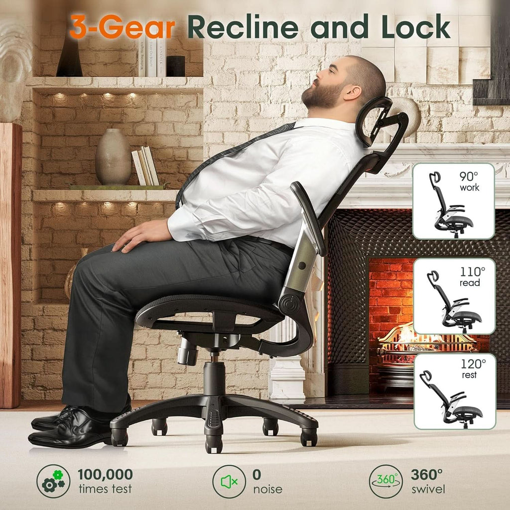 Big Tall Mesh Office Chair With Headrest And Tilt