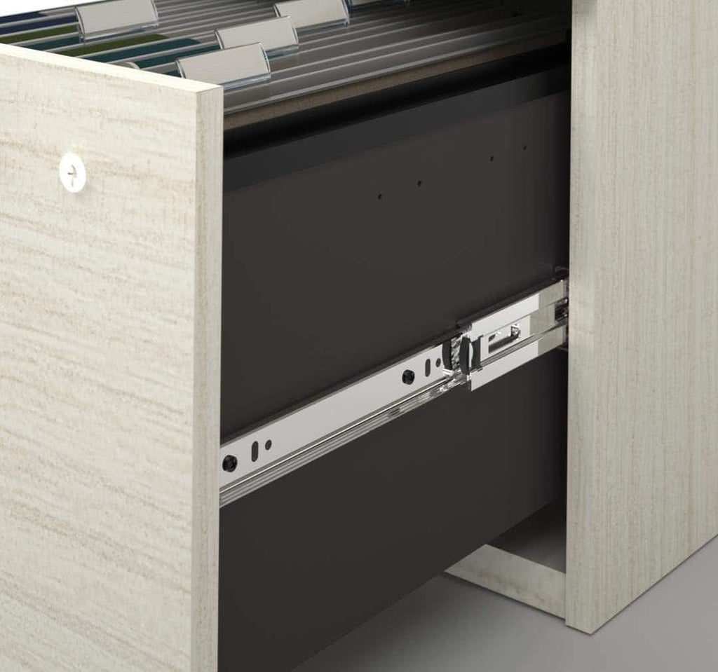 66W White Chocolate L Shaped Executive Desk With Hutch