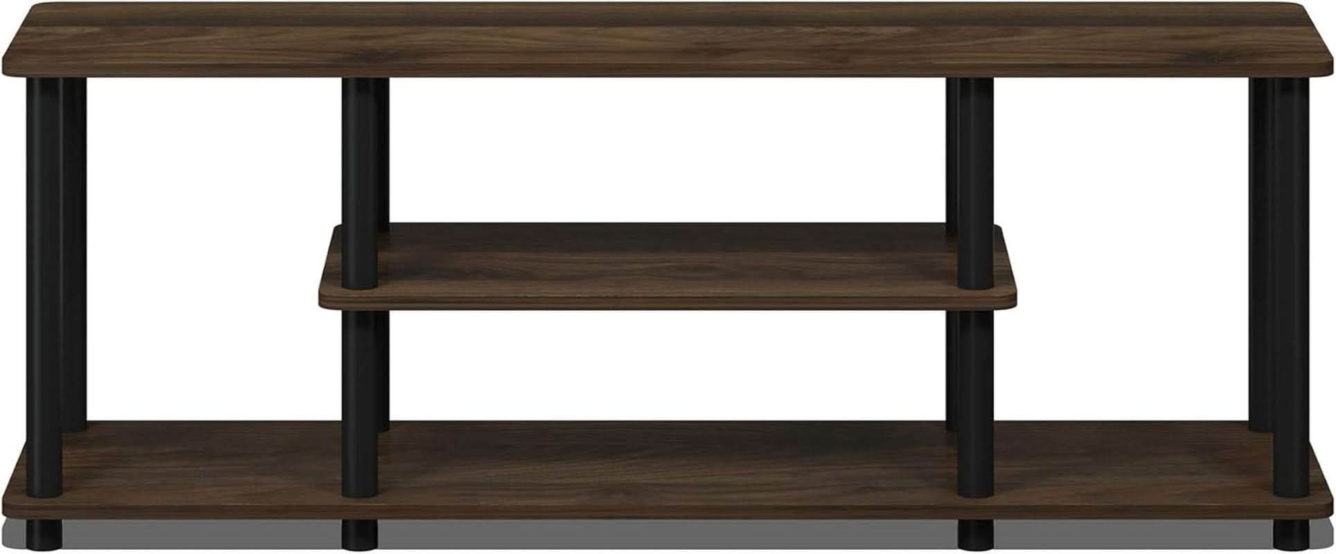 Turn-N-Tube 3-Tier TV Stand 50-Inch TVs No Tools Assembly Columbia Walnut Black