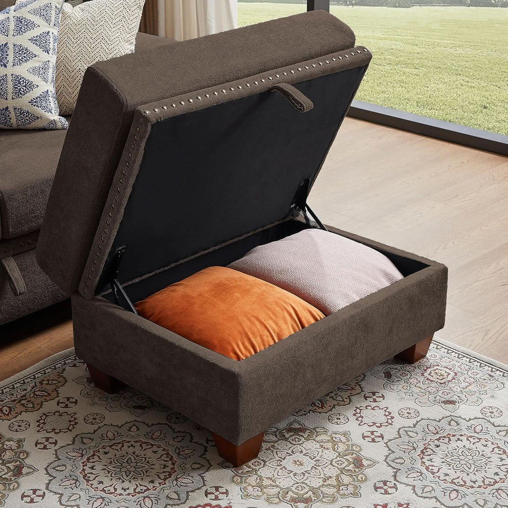 110-Inch Convertible Sectional Sofa with Storage