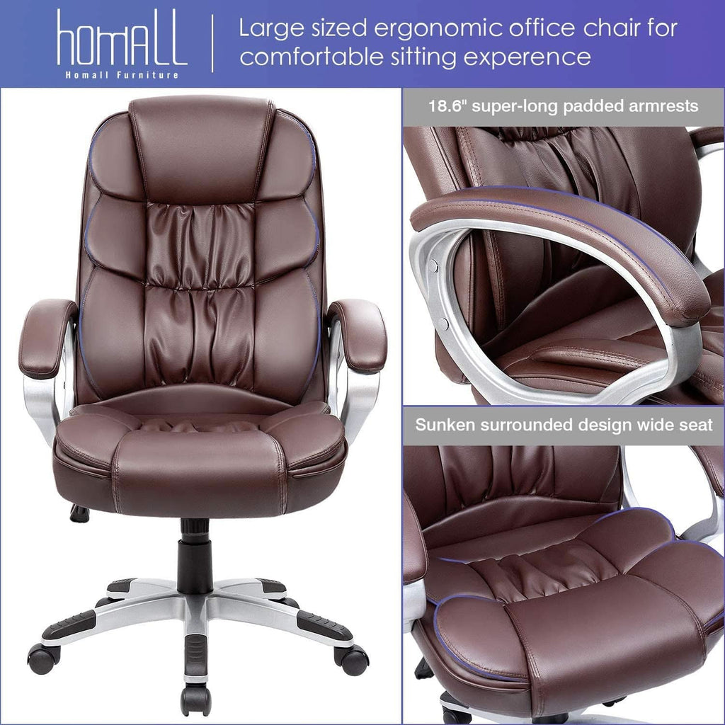 Ergonomic High Back Office Chair With Padded Armrests