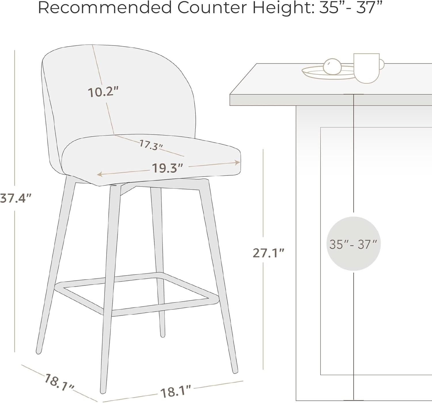 Counter Height Bar Stools Set of 3 26in Grey Faux Leather