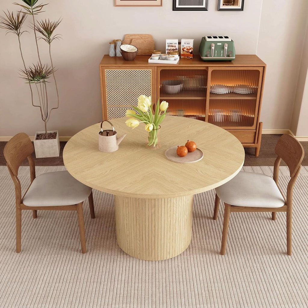 Round Dining Table For 4 47 Inch Modern Farmhouse Natural