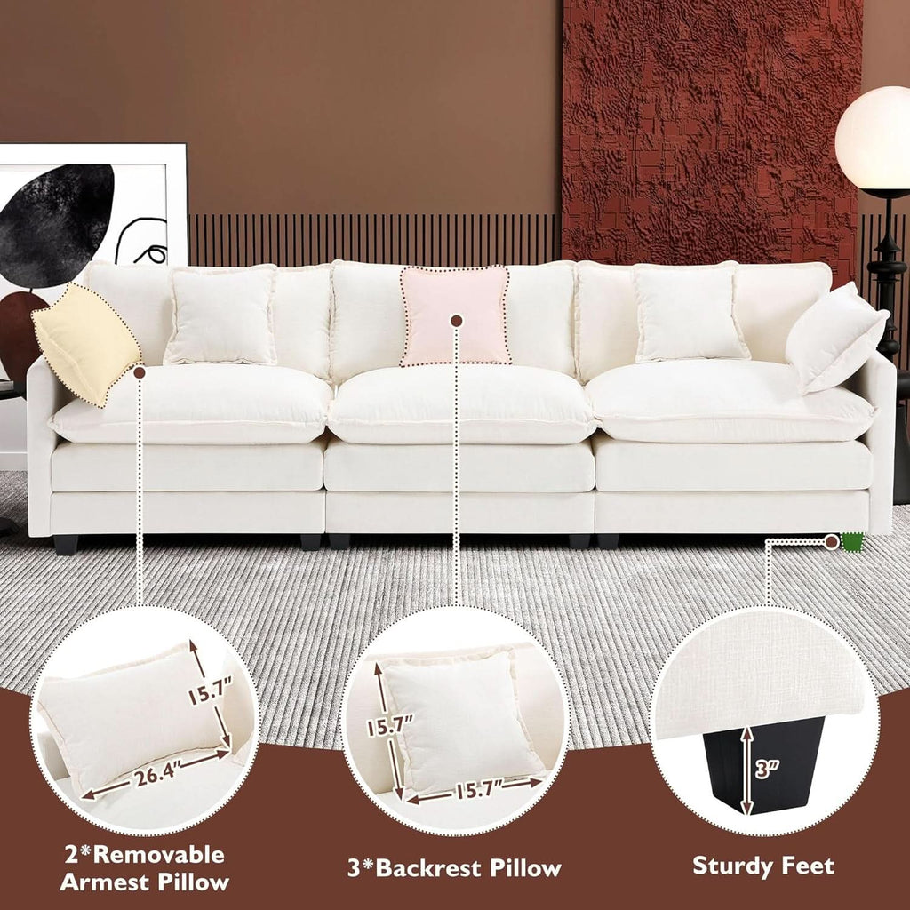 Beige Cloud Modular Sofa with Chaise