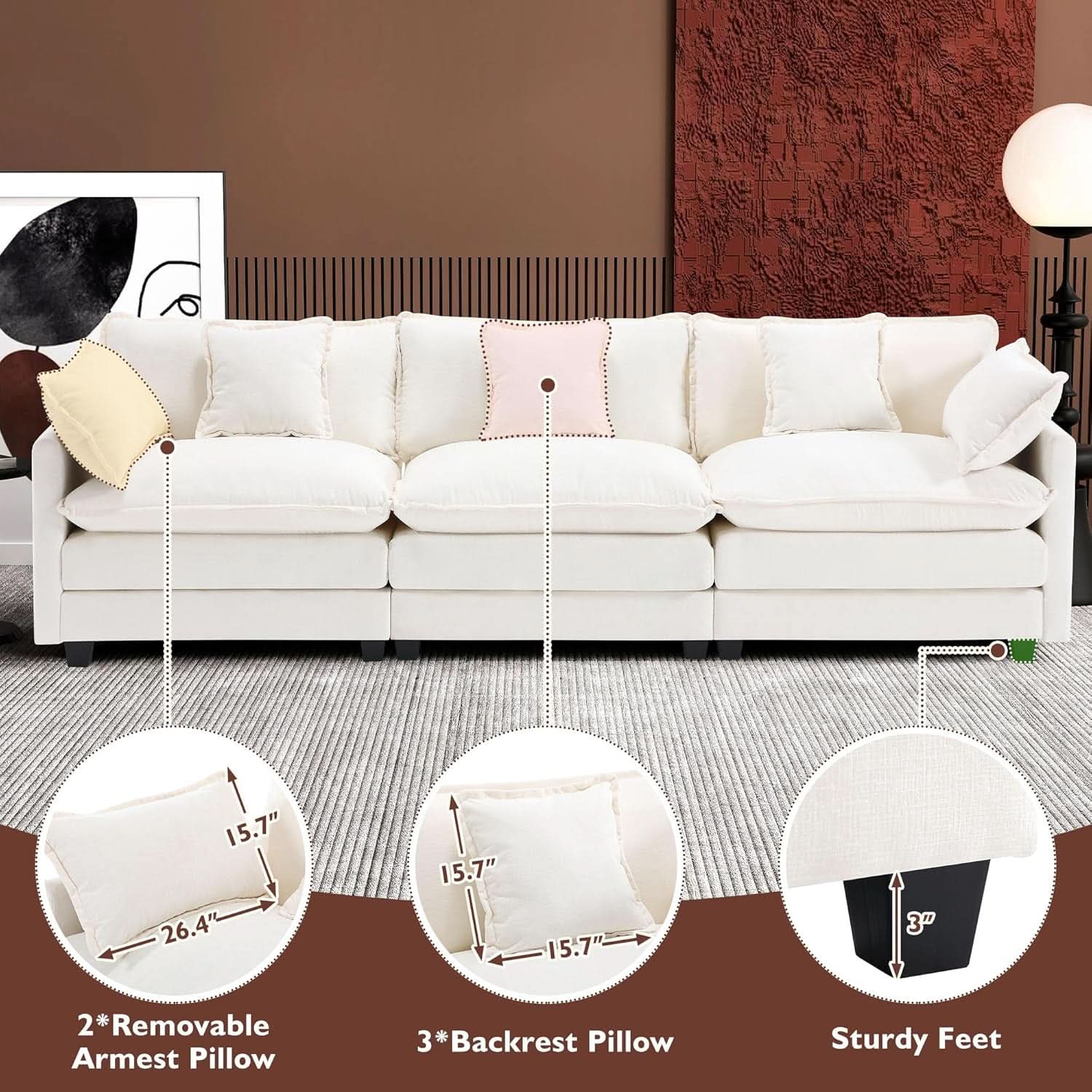 Beige Cloud Modular Sofa with Chaise
