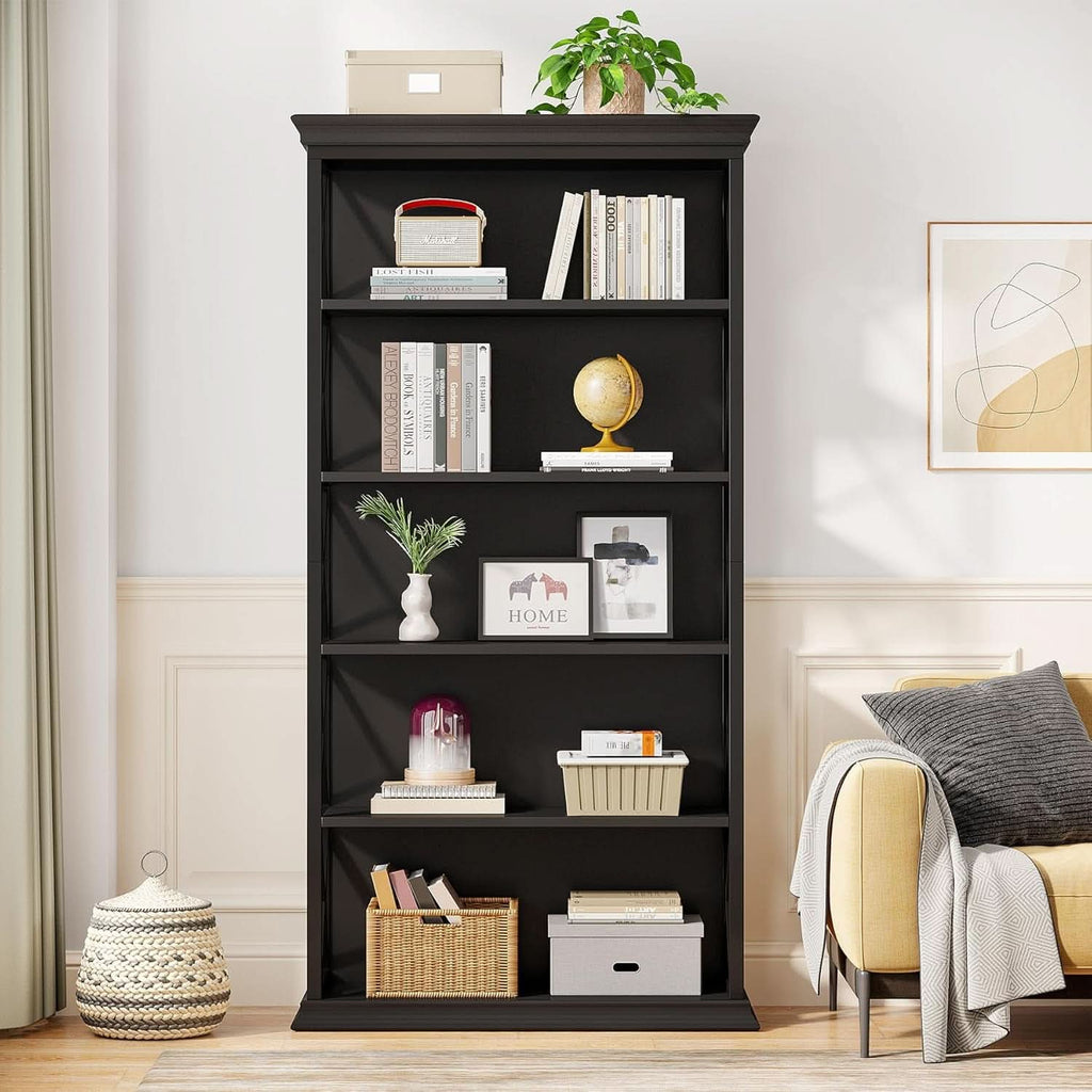 71 Inch 6 Tier Industrial Bookcase Floor Standing All Black
