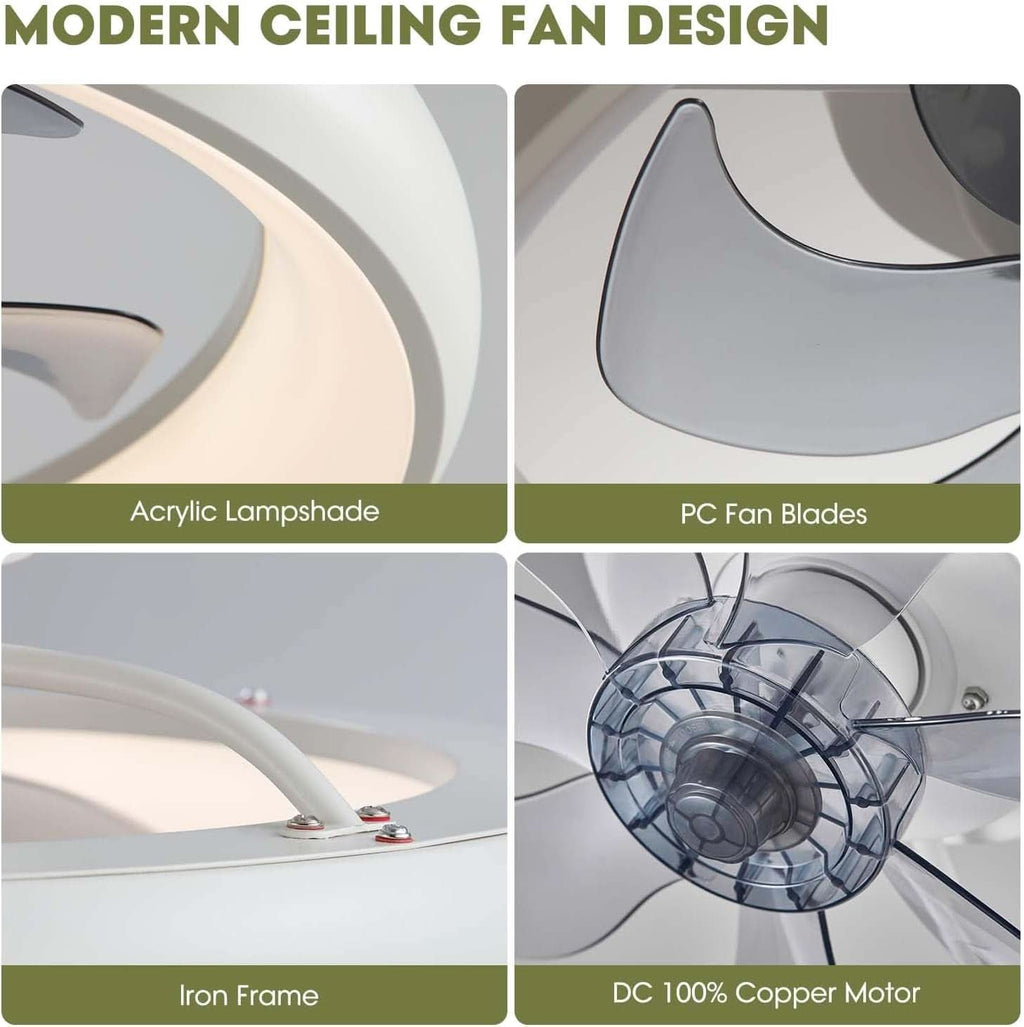 20 Inch Flush Mount Ceiling Fan With Smart Control