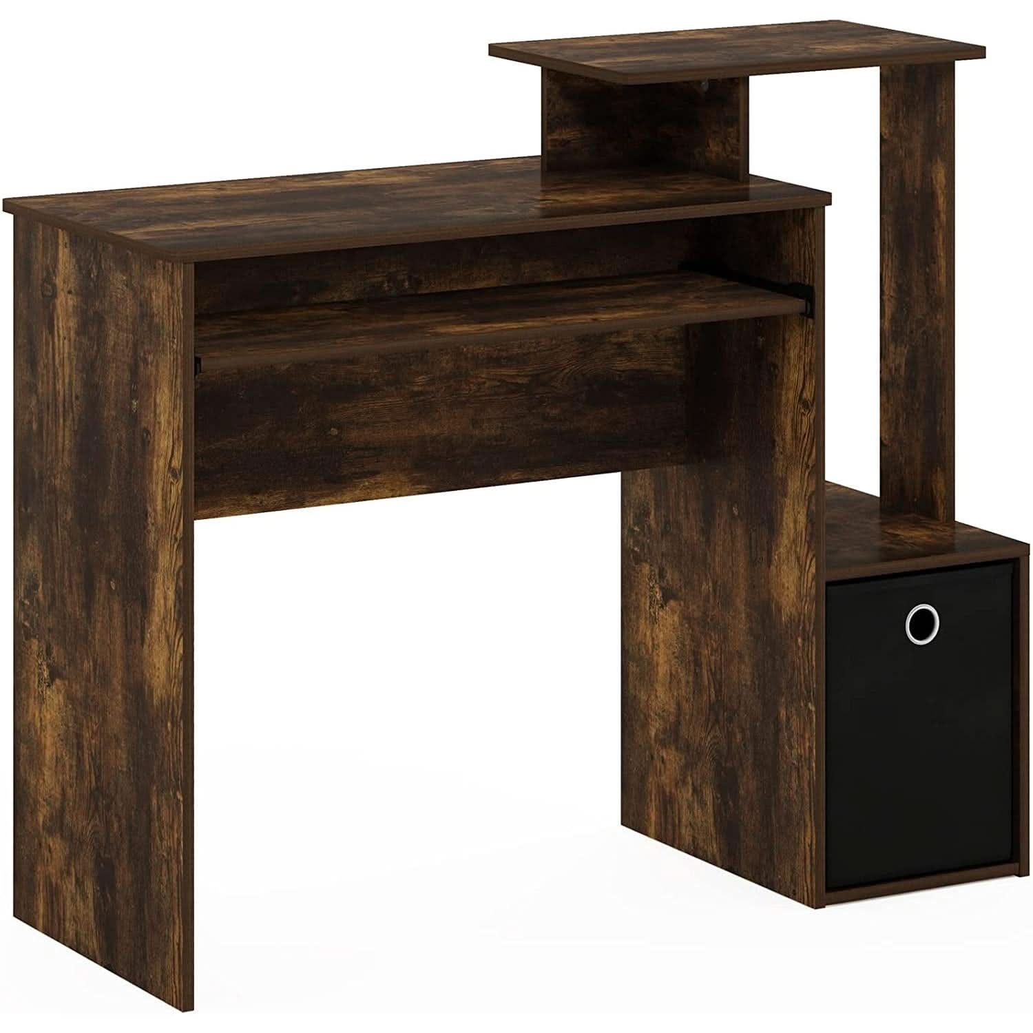 Amber Pine Black Econ Writing Desk With Keyboard Tray