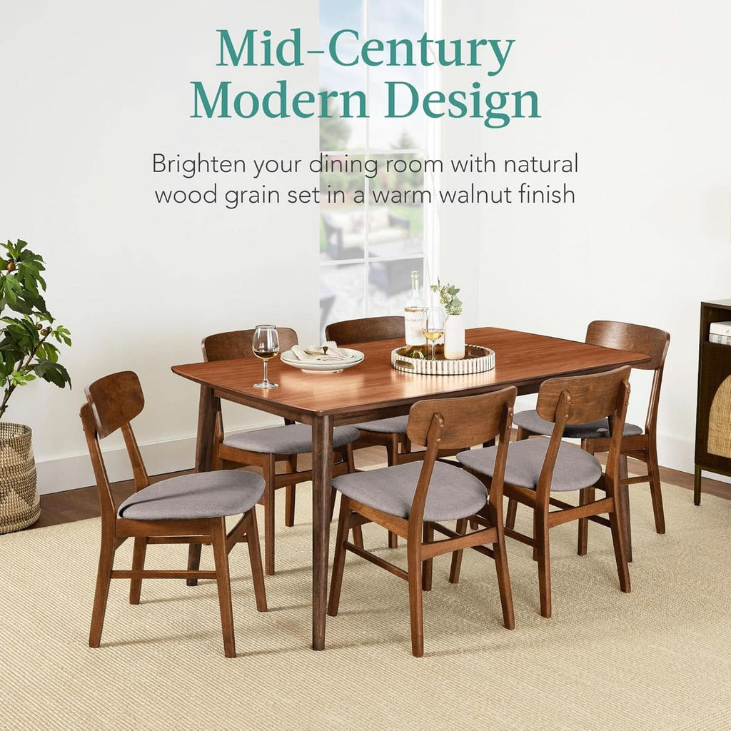 Midcentury Walnut Gray Durably Crafted Dining Sets