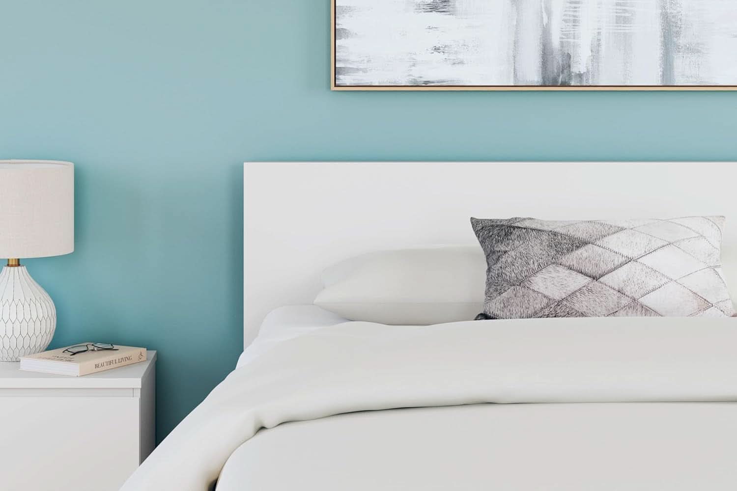 Contemporary Adjustable Height Queen Panel Headboard White