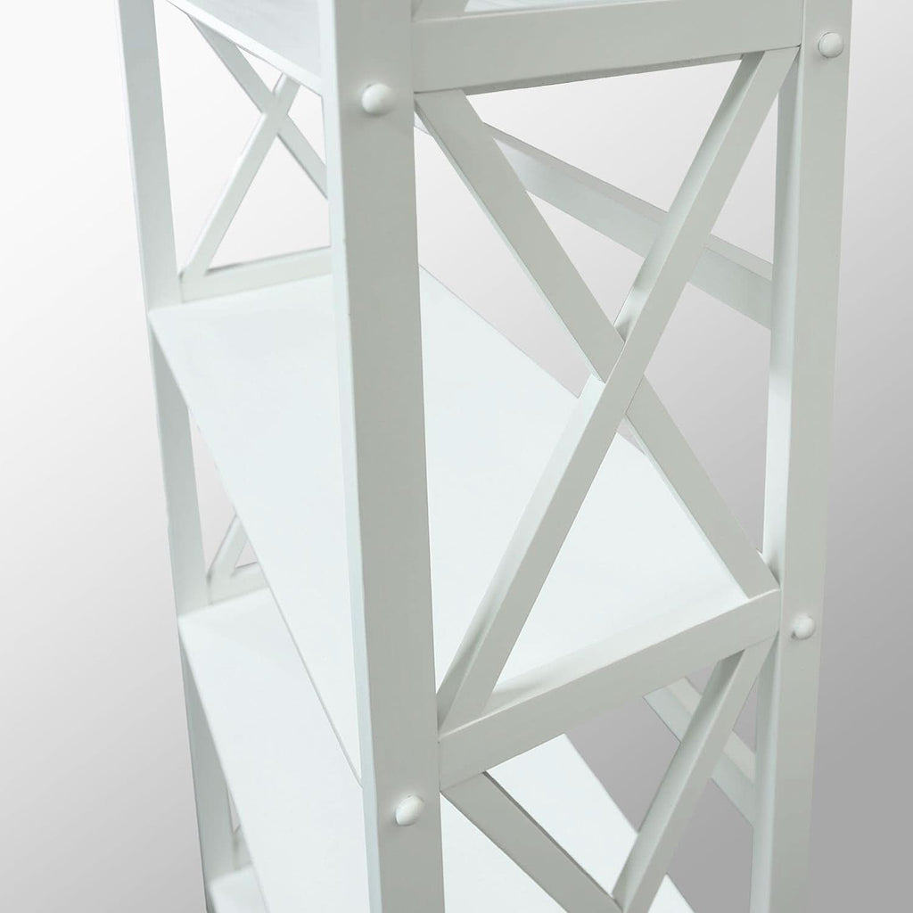Montego 3 Shelf Bookcase White Modern X Design Storage