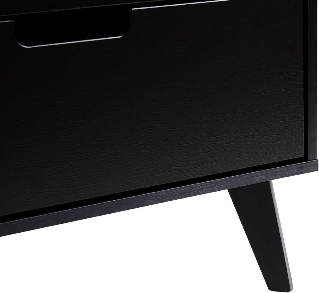 Modern Six Drawer Dresser Black 52 Inch Bedroom Storage