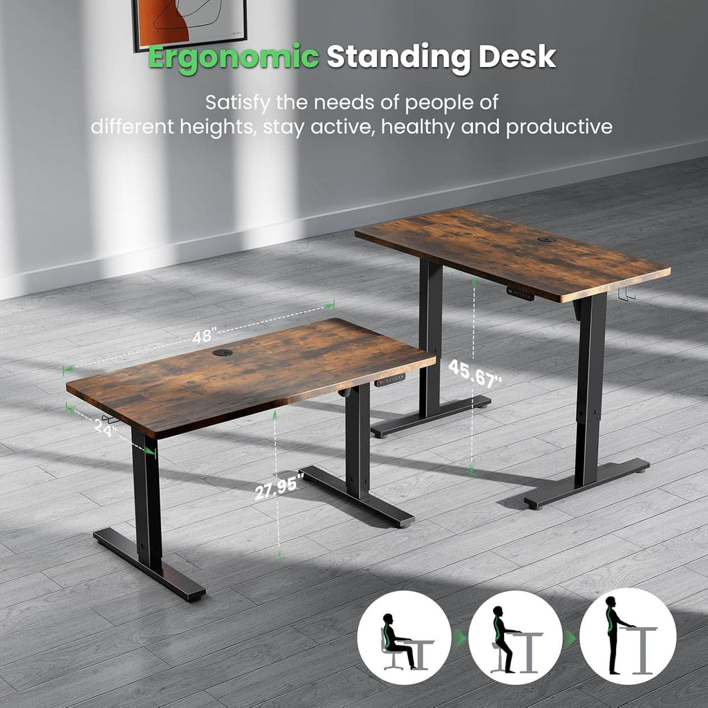 Electric Standing Desk 48 By 24 Inch With 3 Memory Presets