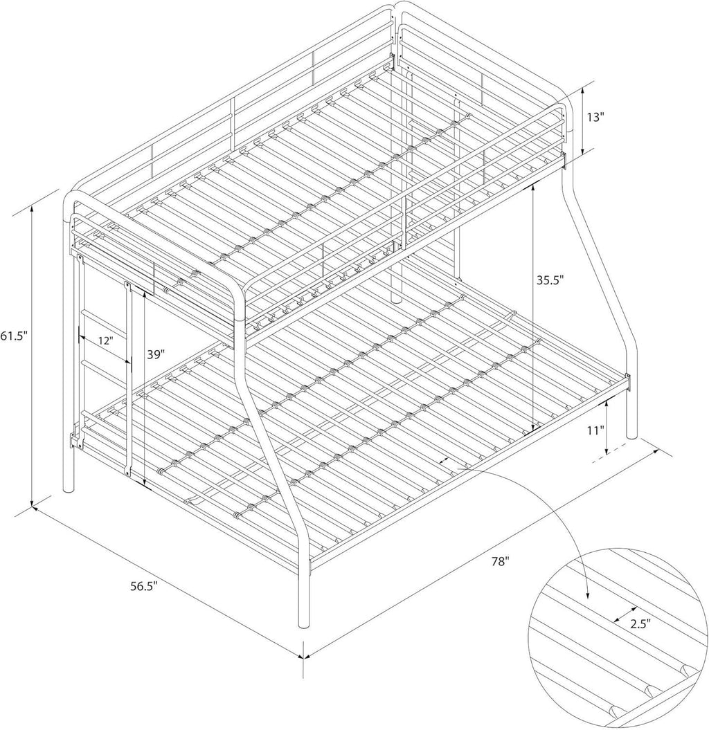 Dusty Metal Bunk Bed Frame Twin Over Full Black Finish