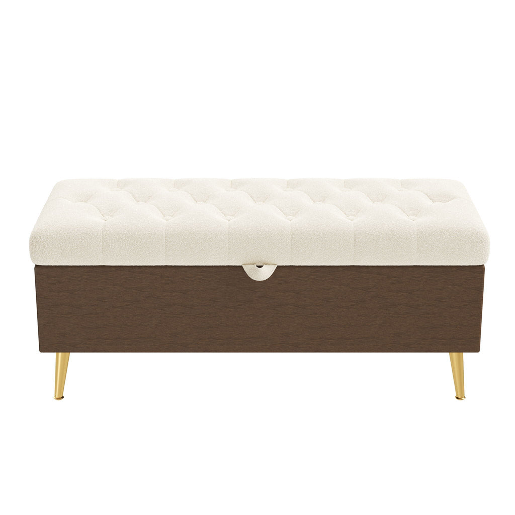 Modern Tufted Storage Ottoman Bench with Metal Legs