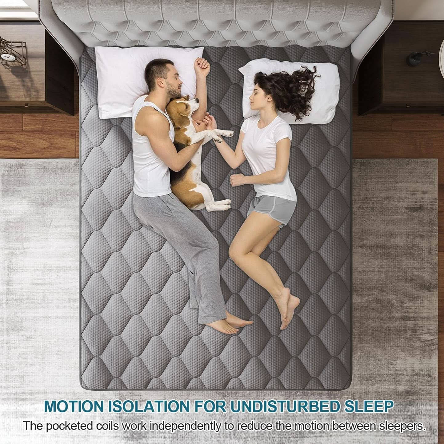 Full Gray 14Inch Premium Medium Firm Hybrid Mattress